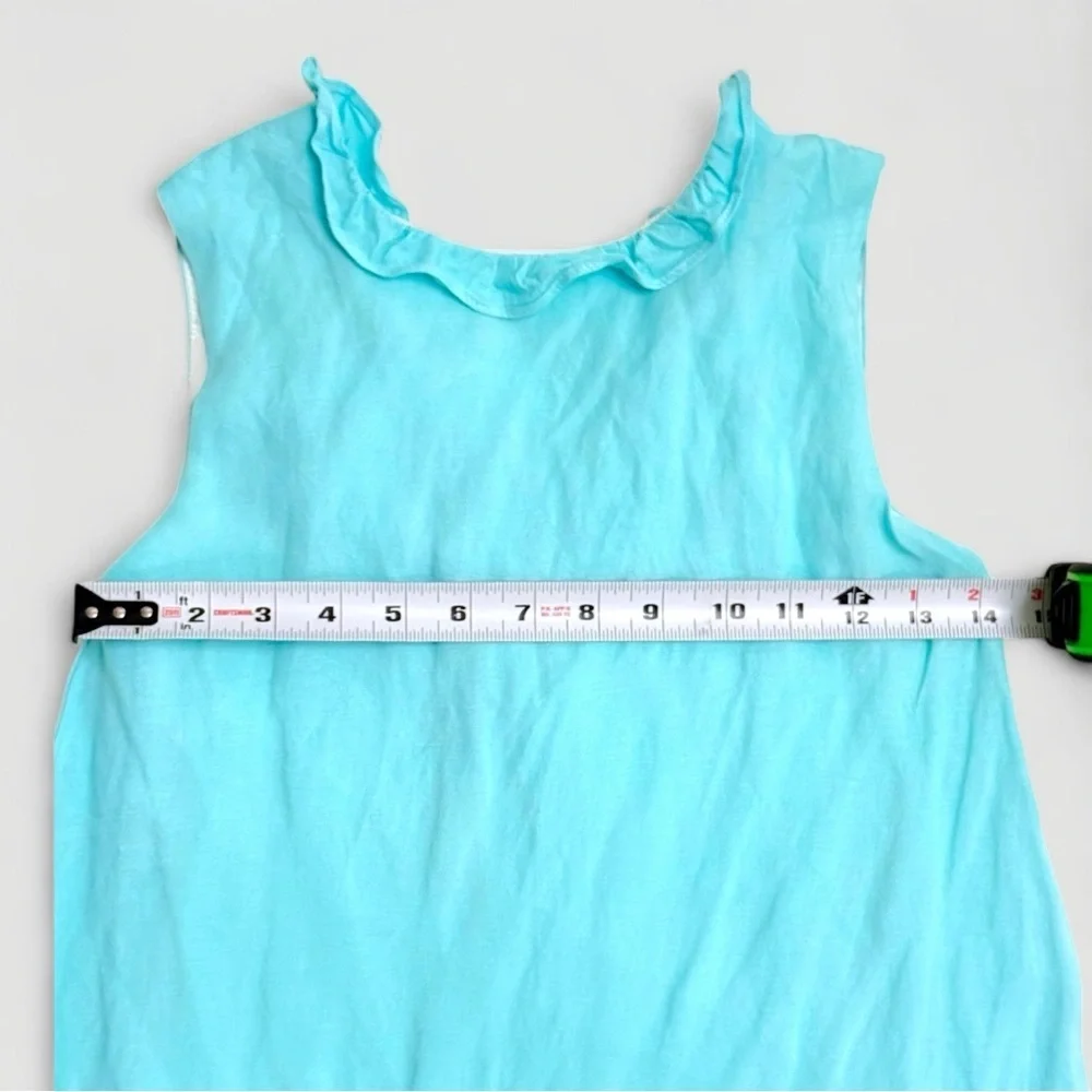 The Oaks Apparel Girls Size 8 Aqua Sleeveless Ruffle Dress with Bow in the Back